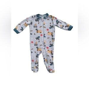 Milkberry Size 0-3 Months Dinosaur Trucks Bamboo Pajamas Sleeper